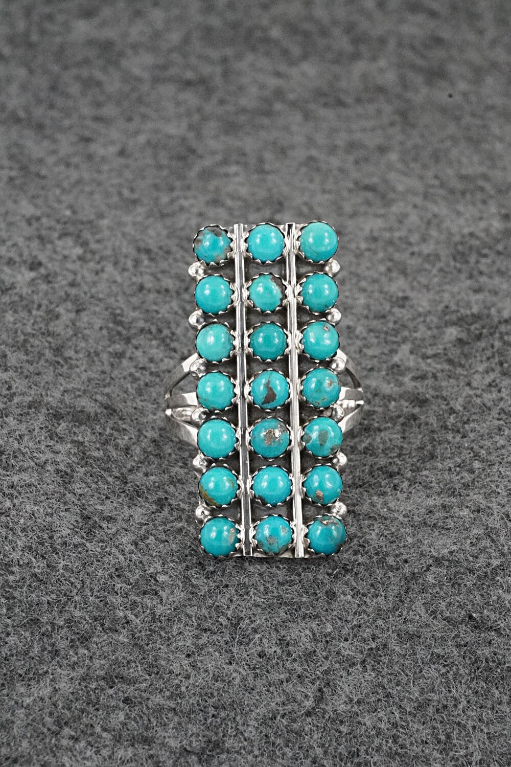 Turquoise & Sterling Silver Ring - Kenny Lonjose - Size 9