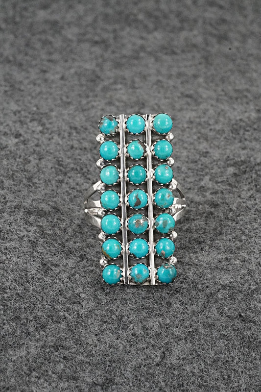 Turquoise & Sterling Silver Ring - Kenny Lonjose - Size 9