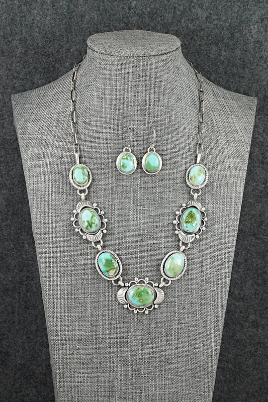 Turquoise & Sterling Silver Necklace and Earrings Set - Bobby Johnson