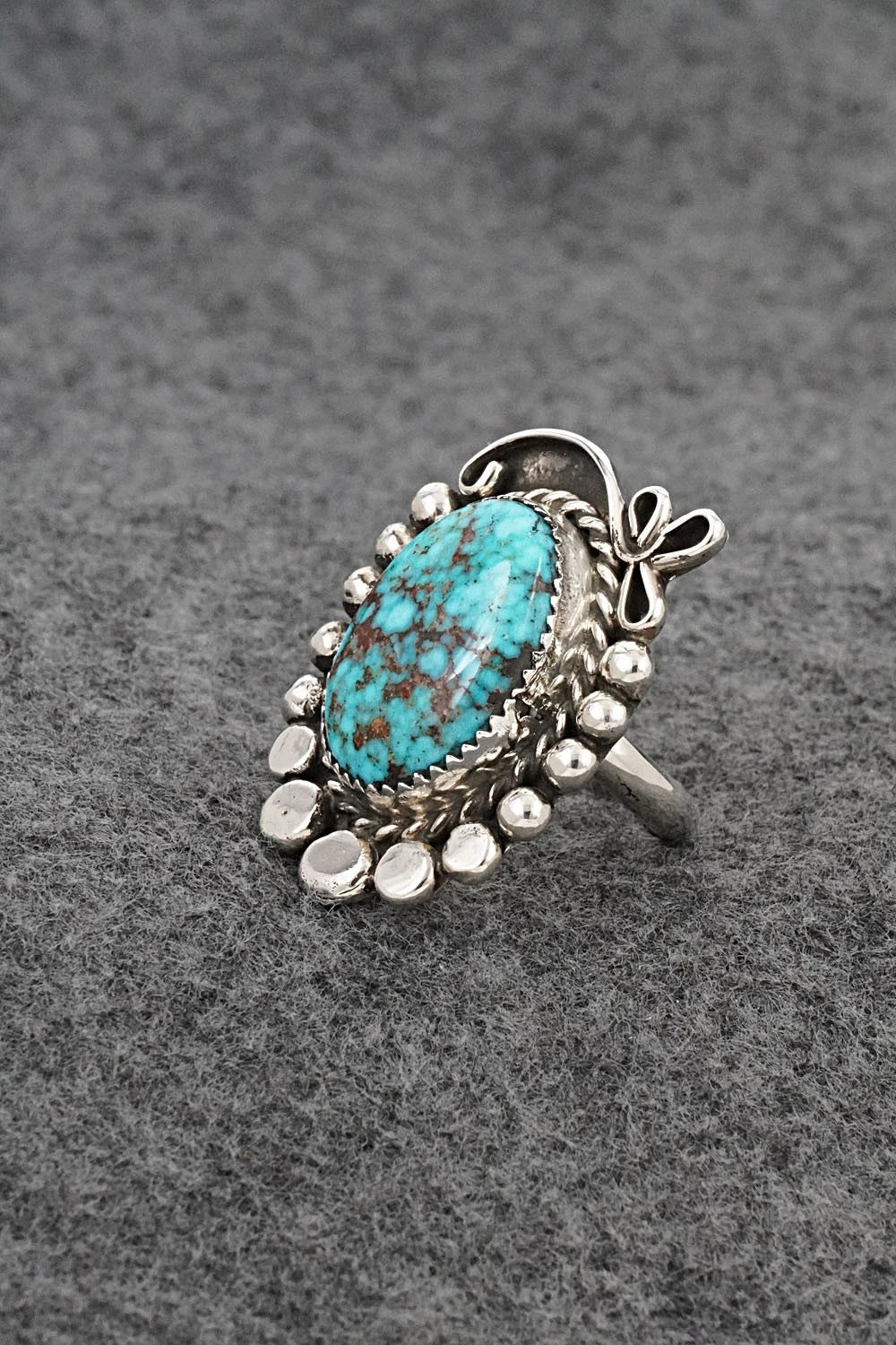 Turquoise & Sterling Silver Ring - Phil Nez - Size 7 Adj.