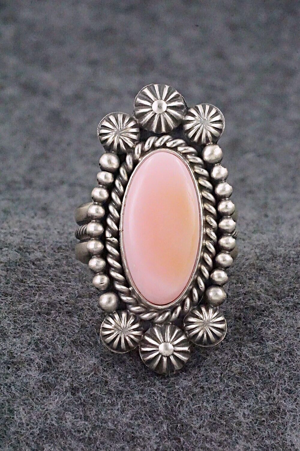 Pink Conch Shell & Sterling Silver Ring - Michael Calladitto - Size 8
