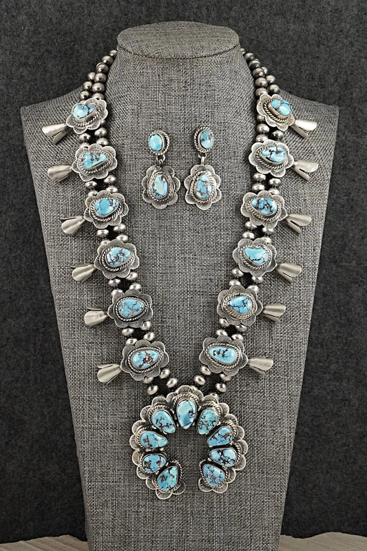 Turquoise & Sterling Silver Squash Blossom Set - Vernon Johnson