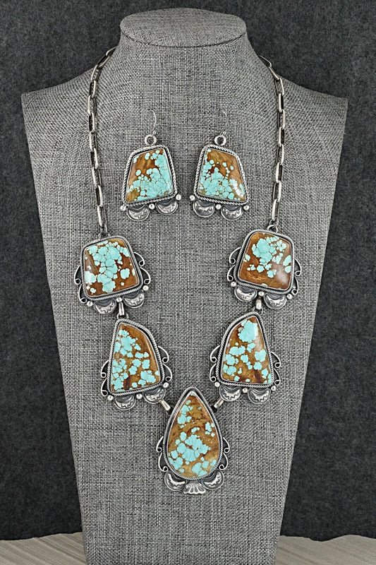 Turquoise & Sterling Silver Necklace and Earrings Set - Paul Livingston