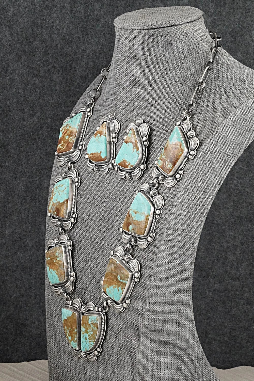 Turquoise & Sterling Silver Necklace and Earrings Set - Randy Boyd