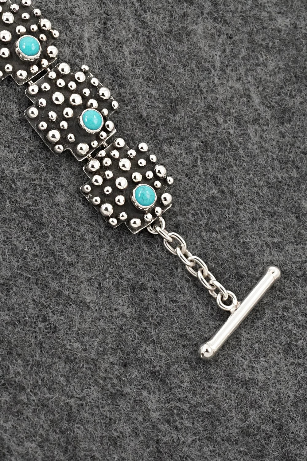 Turquoise & Sterling Silver Link Bracelet - Raymond Coriz