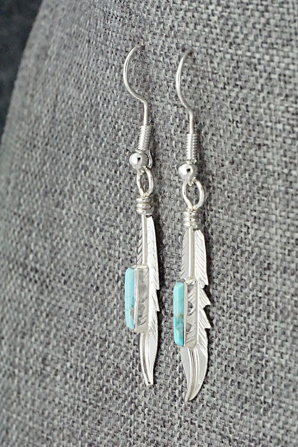 Turquoise & Sterling Silver Inlay Earrings - Allen Barney