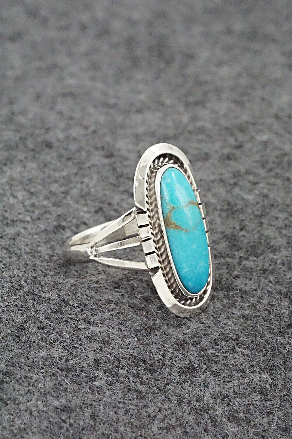 Turquoise & Sterling Silver Ring - Samuel Yellowhair - Size 7.75