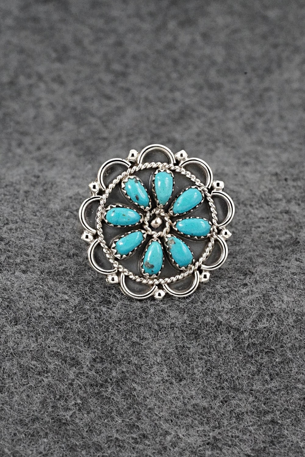 Turquoise & Sterling Silver Ring - Gerald Mitchell - Size Adjustable