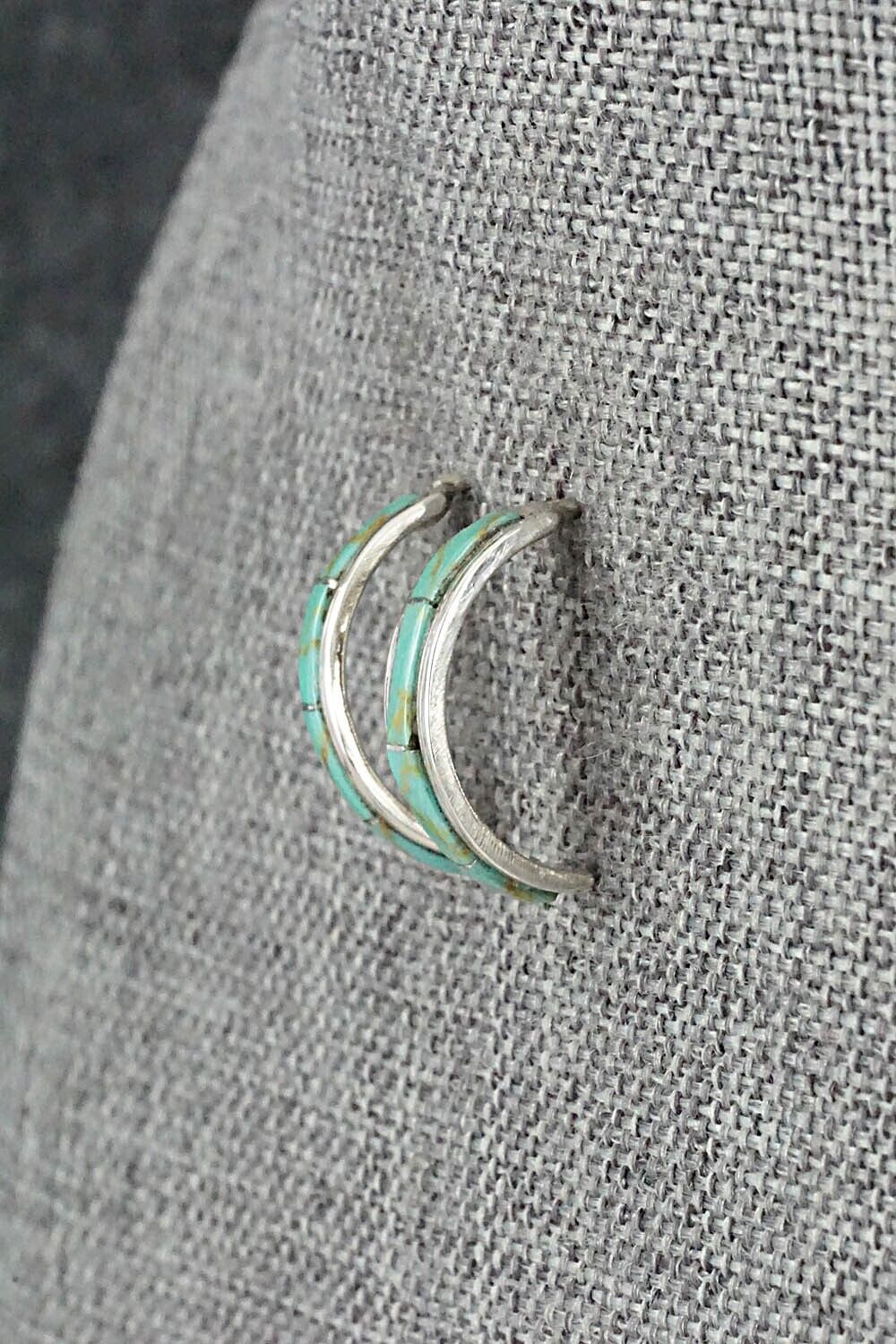 Turquoise & Sterling Silver Hoop Earrings - Alton Tom