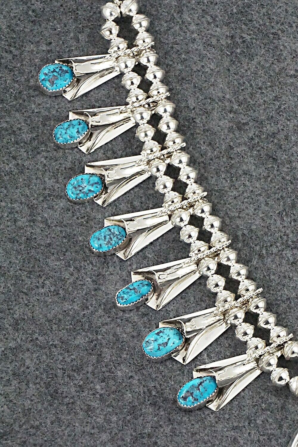 Turquoise & Sterling Silver Squash Blossom Set - Louise Yazzie