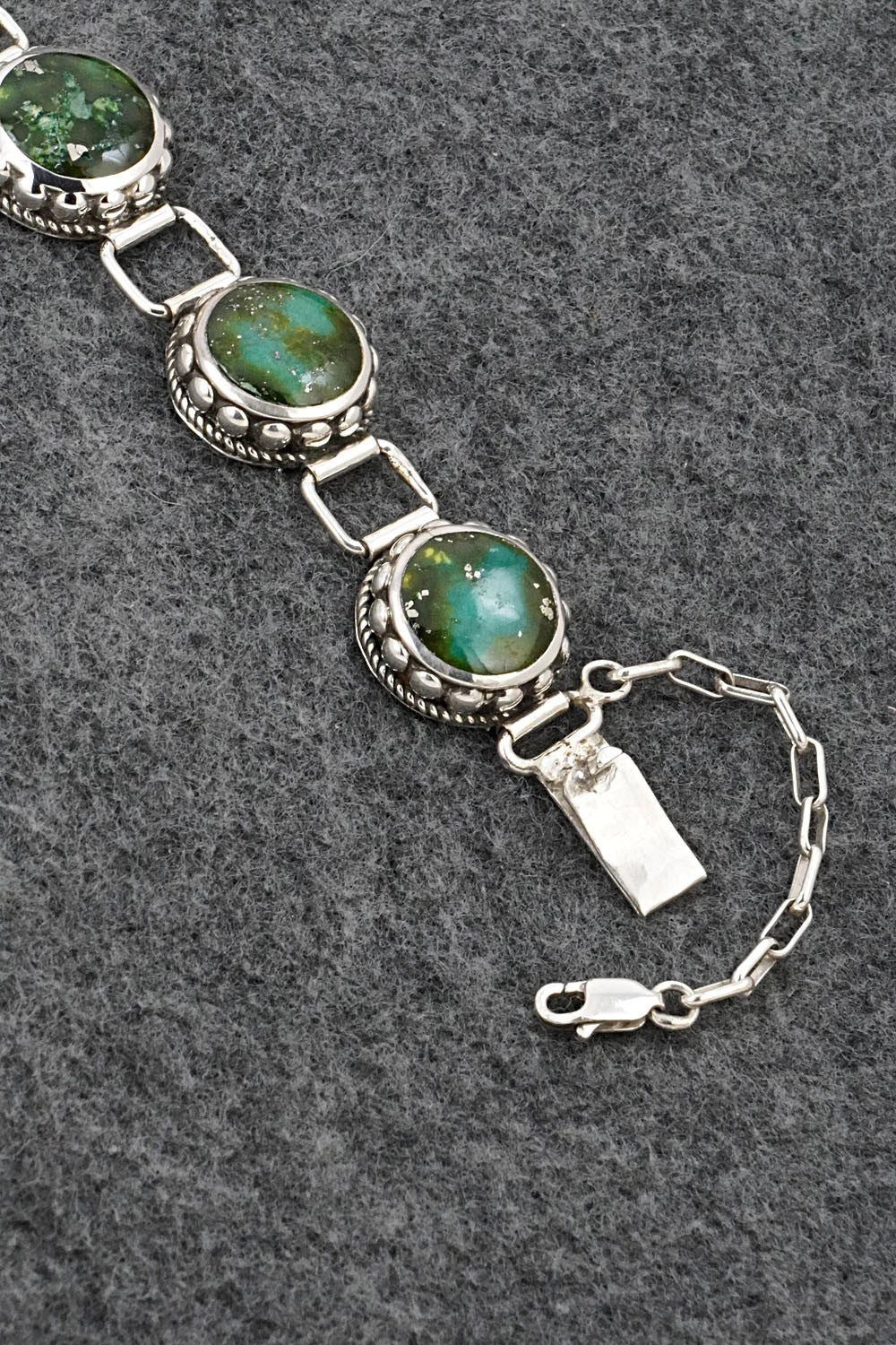 Turquoise & Sterling Silver Link Bracelet - Charleston Willie