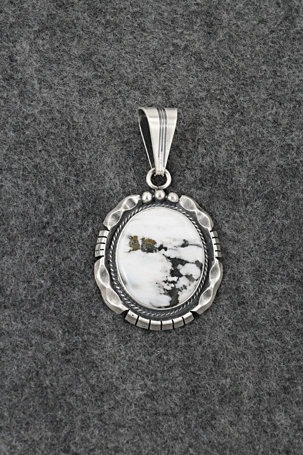 White Buffalo & Sterling Silver Pendant - Samuel Yellowhair