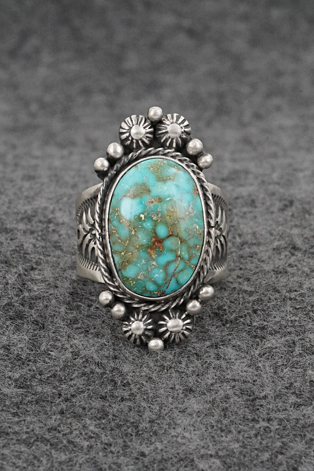 Turquoise & Sterling Silver Ring - Samuel Yellowhair - Size 7