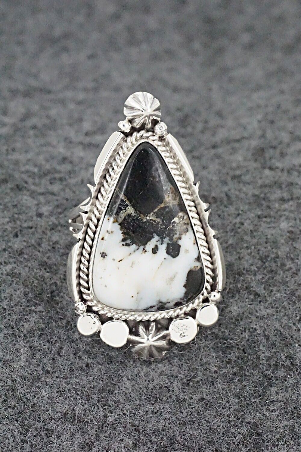 White Buffalo & Sterling Silver Ring - Daniel Benally - Size 6.5