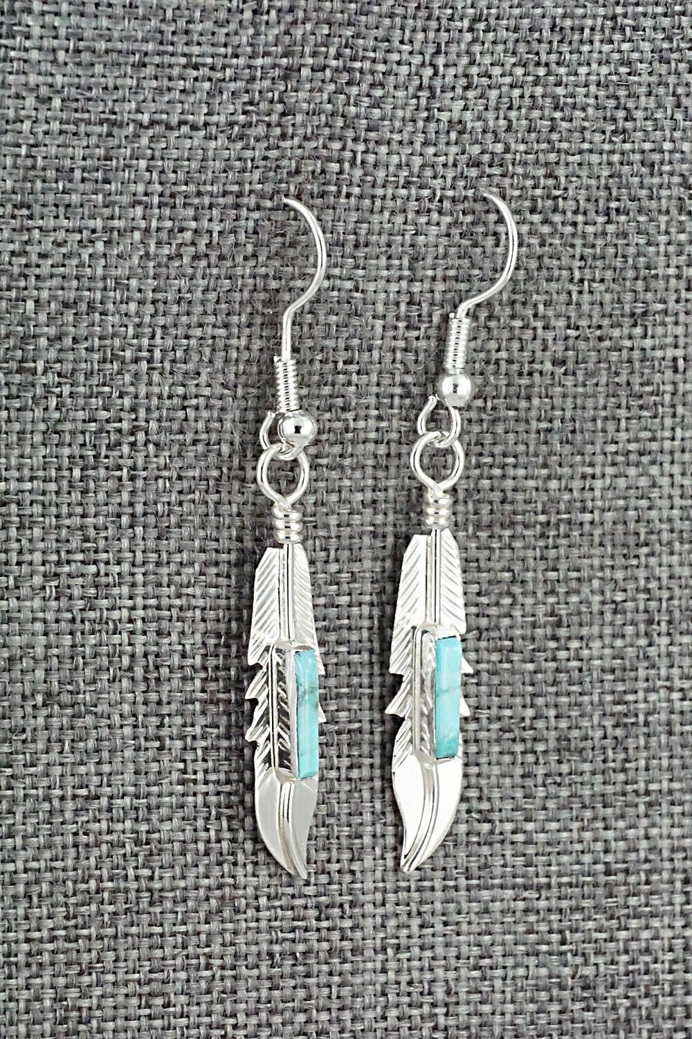 Turquoise & Sterling Silver Inlay Earrings - Allen Barney