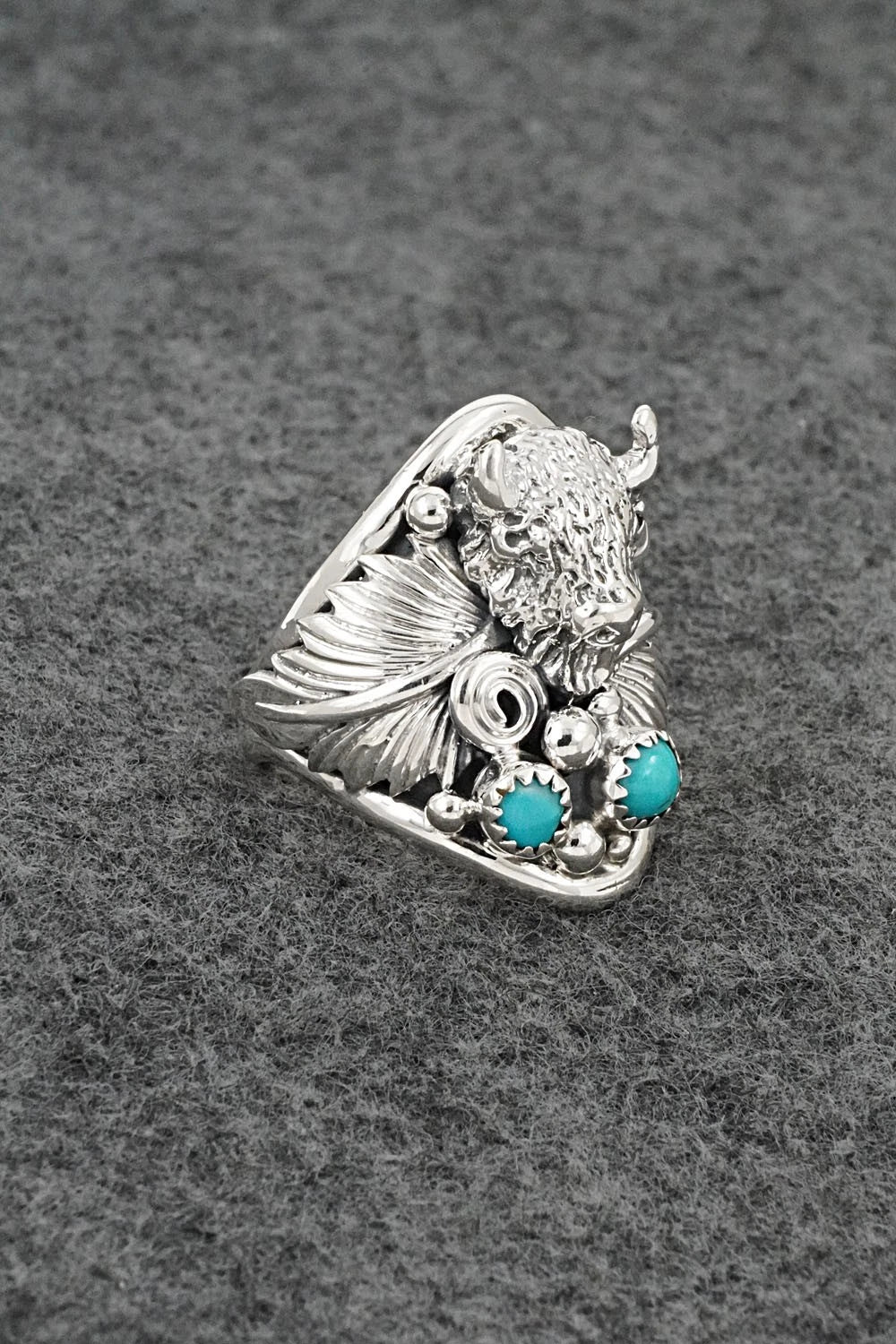 Turquoise & Sterling Silver Ring - Darrell Morgan - Size 9.5