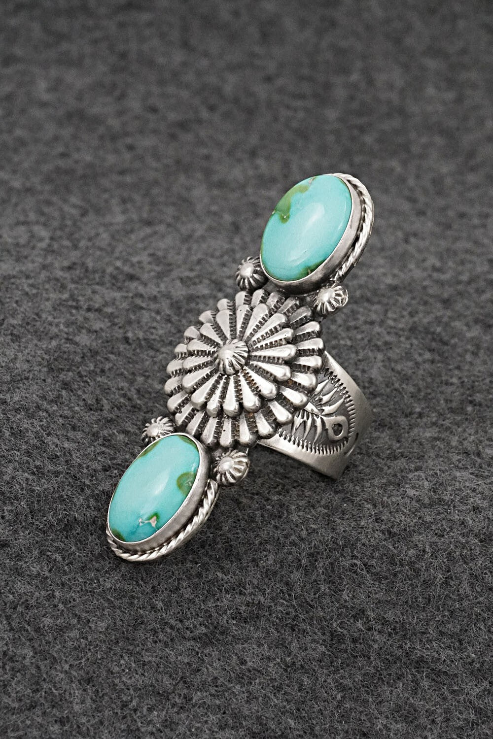 Turquoise & Sterling Silver Ring - Samuel Yellowhair - Size 8