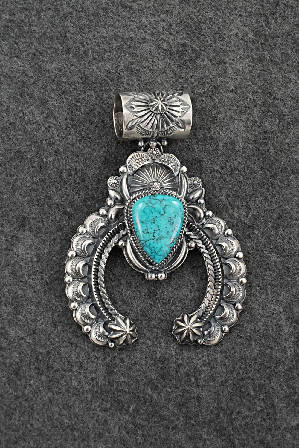 Turquoise & Sterling Silver Naja Pendant - Delbert Gordon