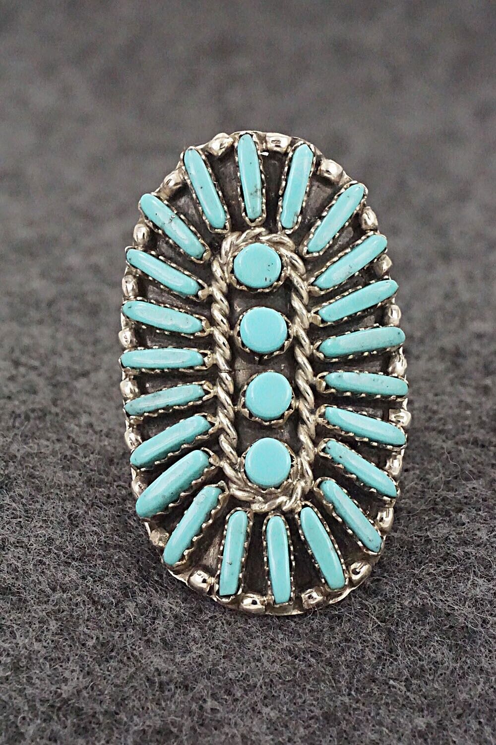 Turquoise & Sterling Silver Ring - Charlie John - Size 8.5