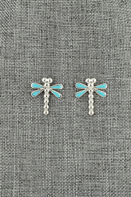 Turquoise & Sterling Silver Earrings - Emma Edaakie