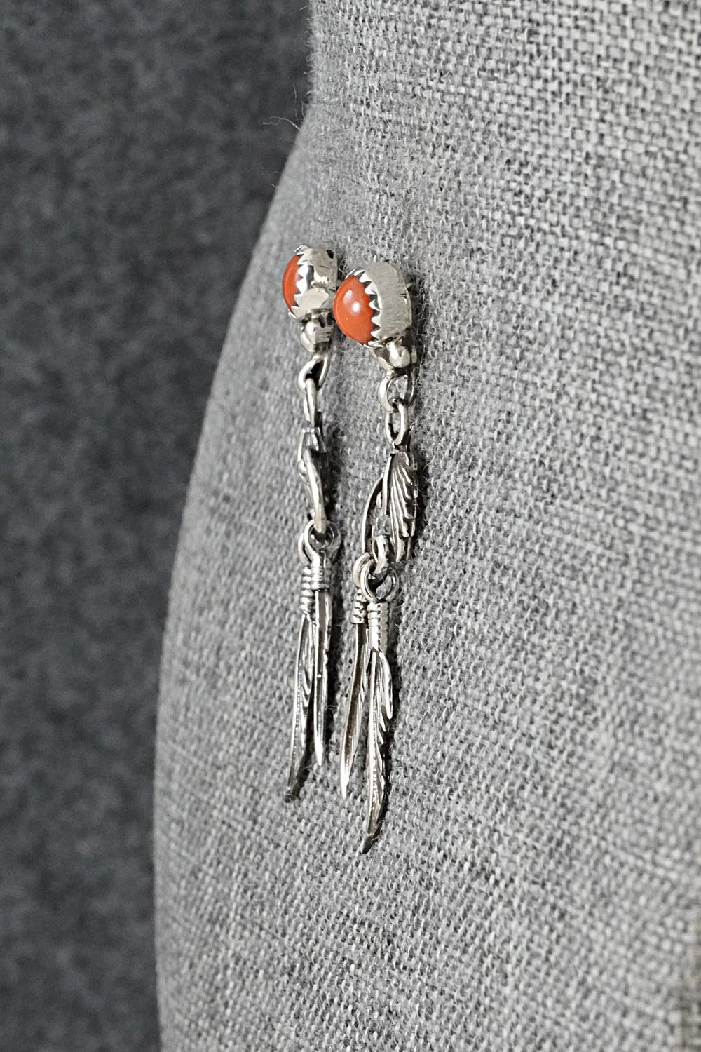 Coral & Sterling Silver Earrings - Rita Largo
