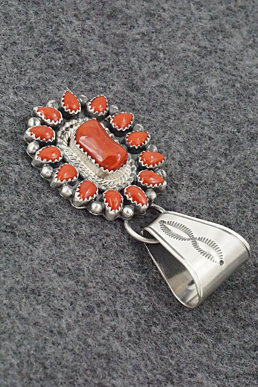 Coral & Sterling Silver Pendant - Tom Lewis