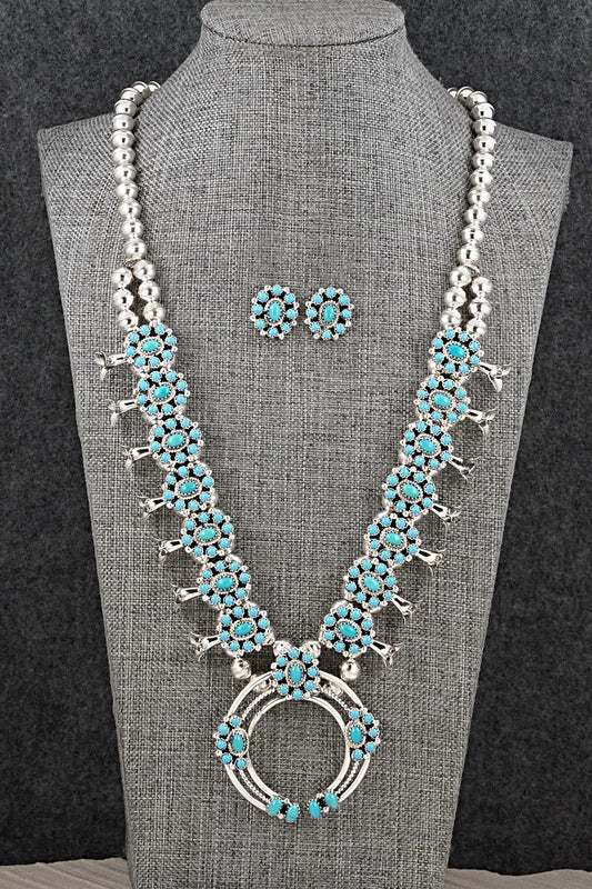 Turquoise & Sterling Silver Squash Blossom Set - Nathaniel Curley