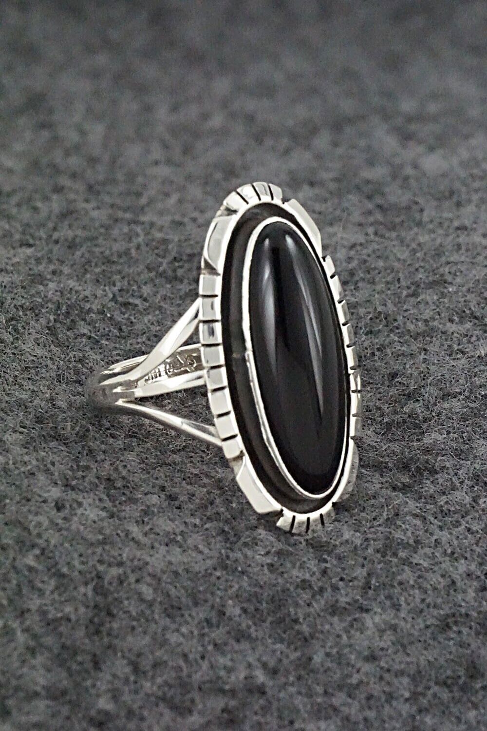 Onyx & Sterling Silver Ring - Amos Begay - Size 7.25