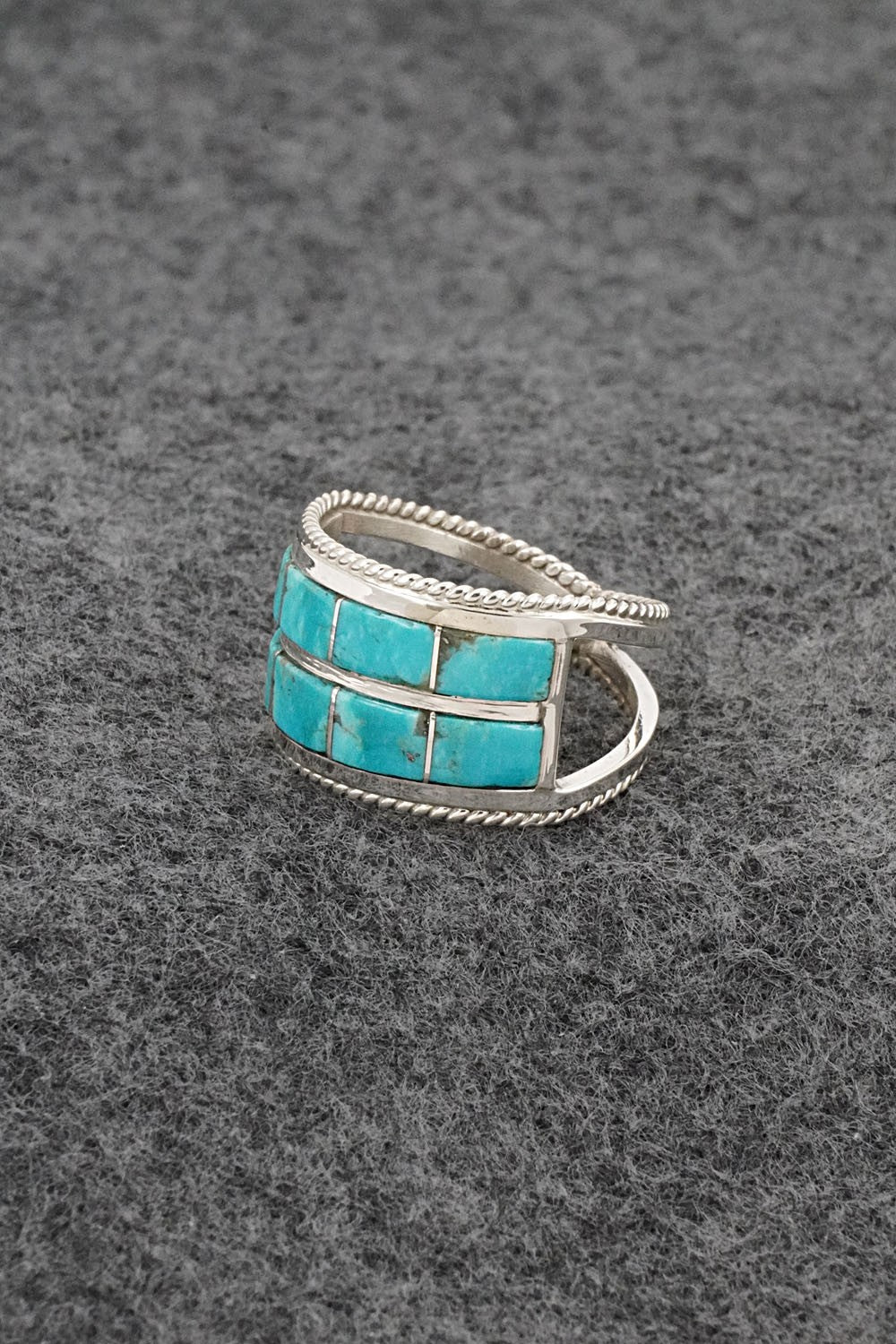 Turquoise & Sterling Silver Ring - Bruce Johnson - Size 8.5