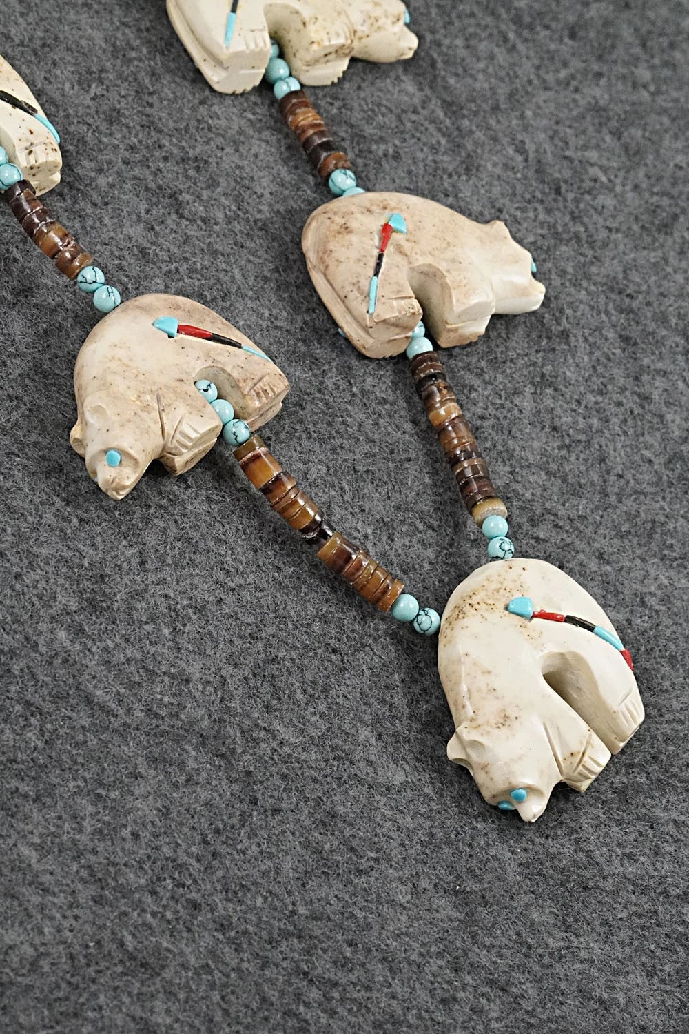 Multi-Stone Bear Fetish & Sterling Silver Necklace Set - Dannette Laate