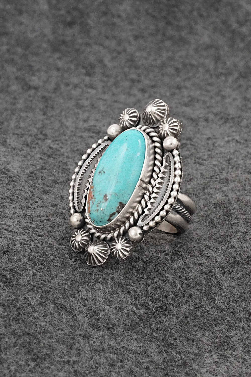 Turquoise & Sterling Silver Ring - Michael Calladitto - Size 8