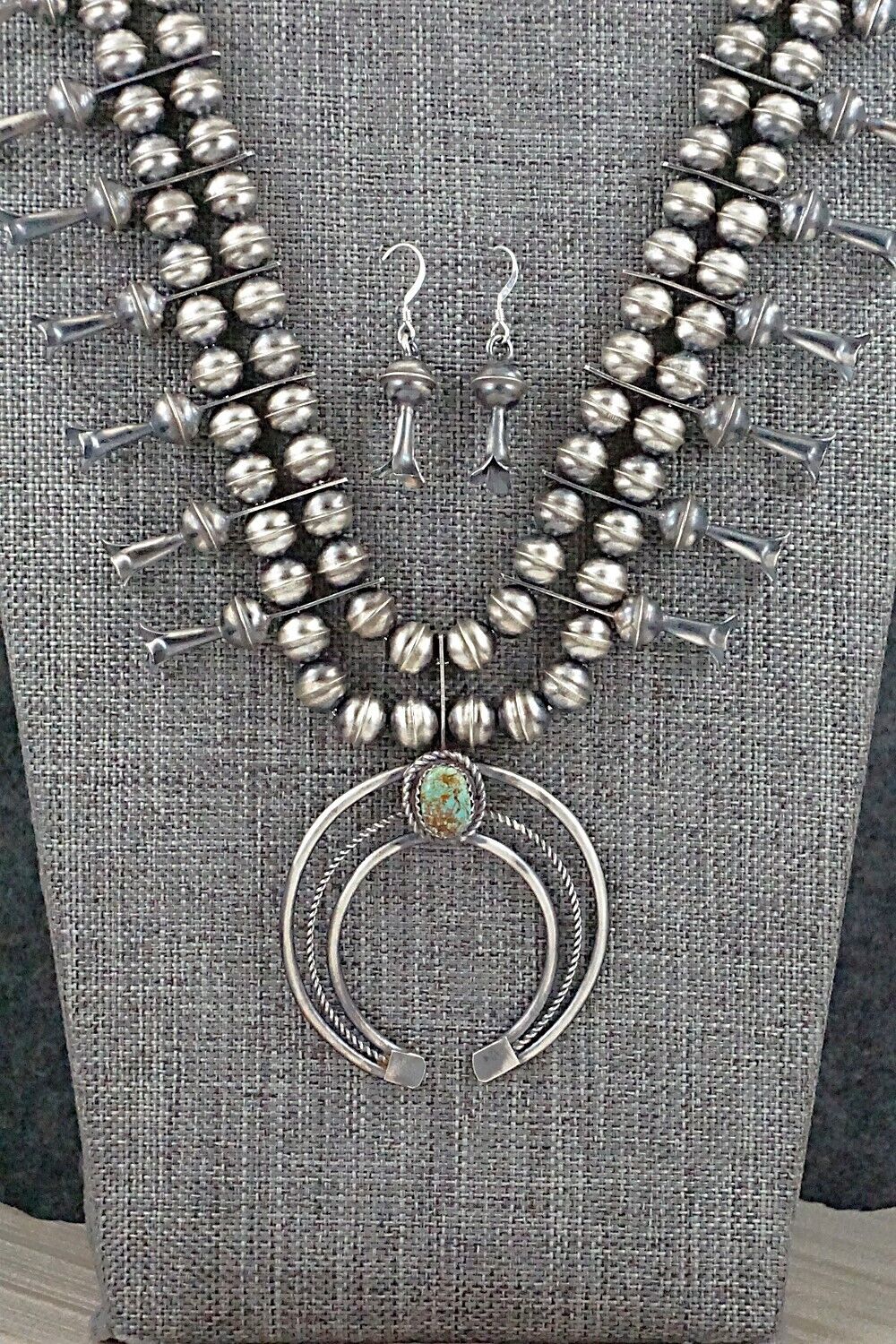 Turquoise & Sterling Silver Squash Blossom Set - Phil Garcia