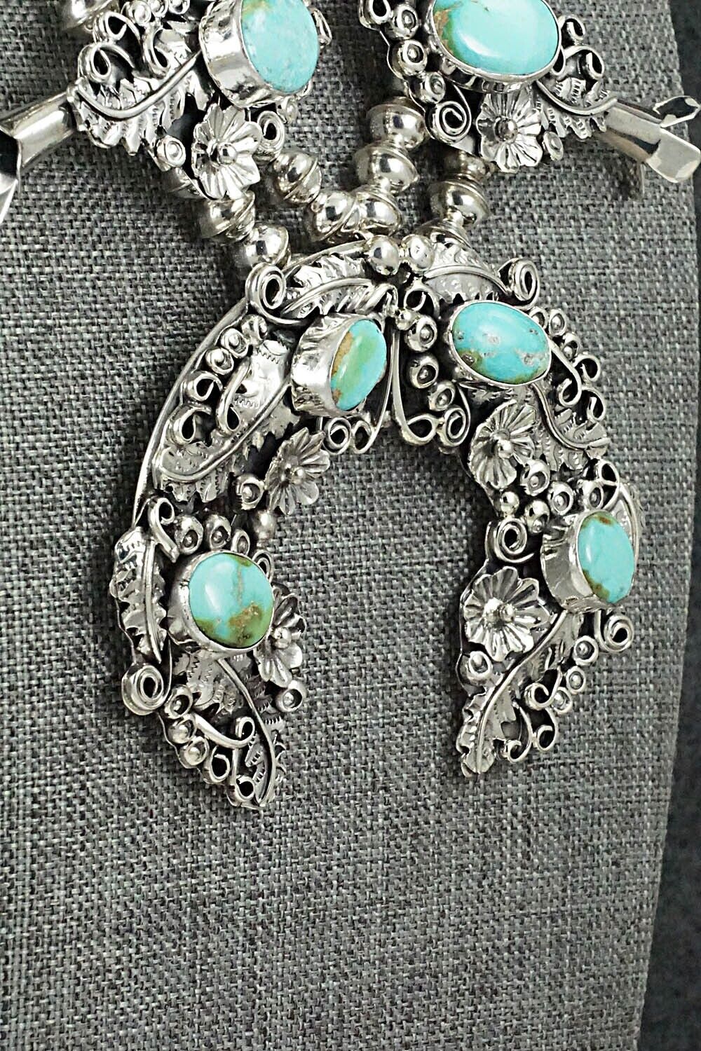 Turquoise & Sterling Silver Squash Blossom Set - Harry B. Yazzie