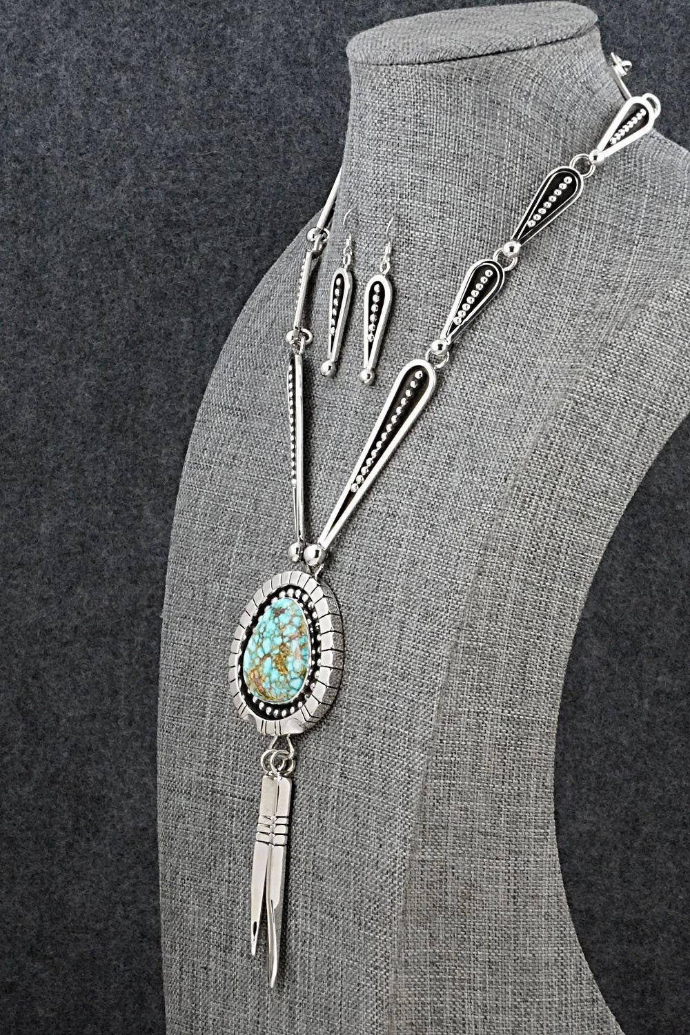 Turquoise & Sterling Silver Necklace and Earrings Set - Jonathan Nez