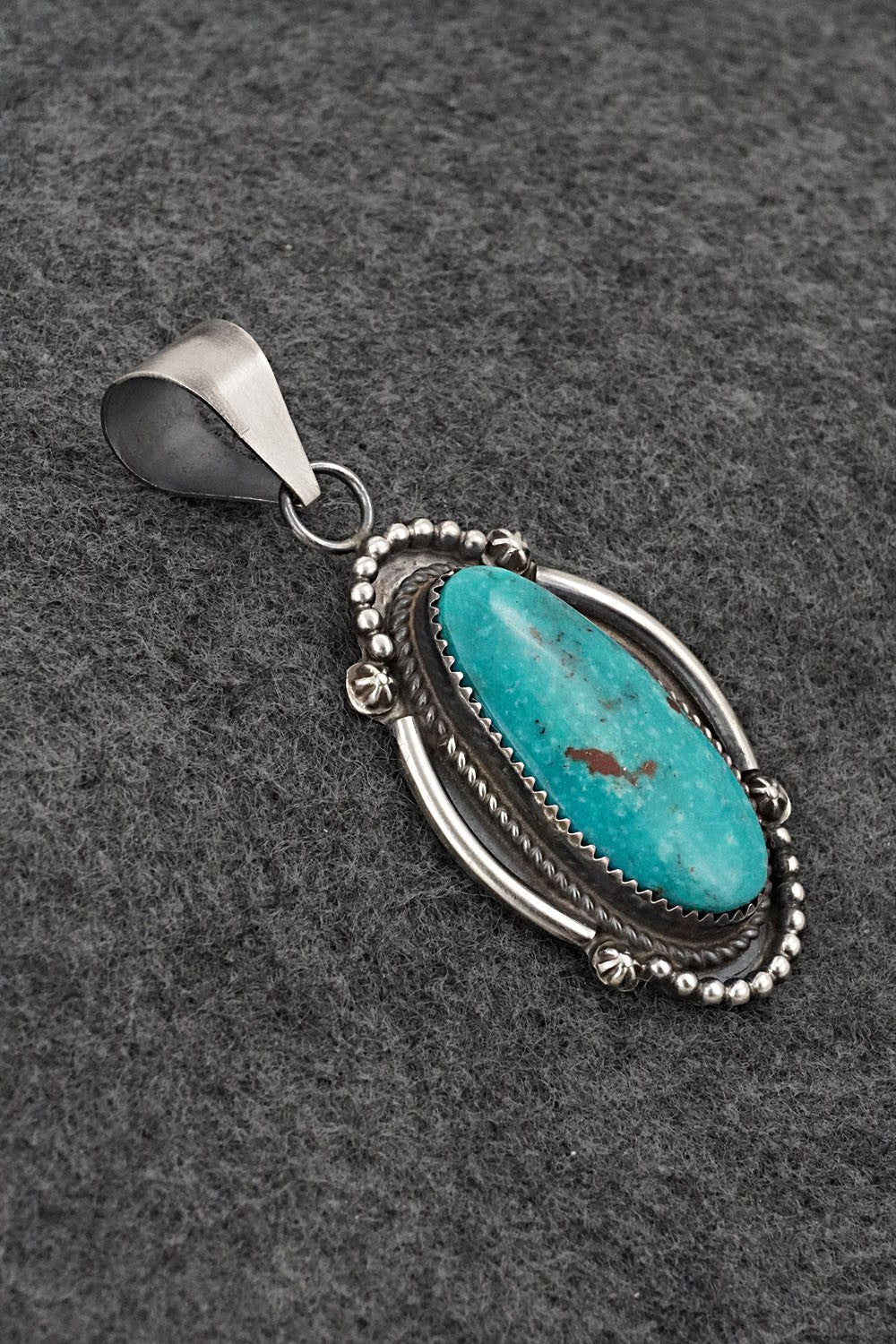 Turquoise and Sterling Silver Pendant - Leslie Nez