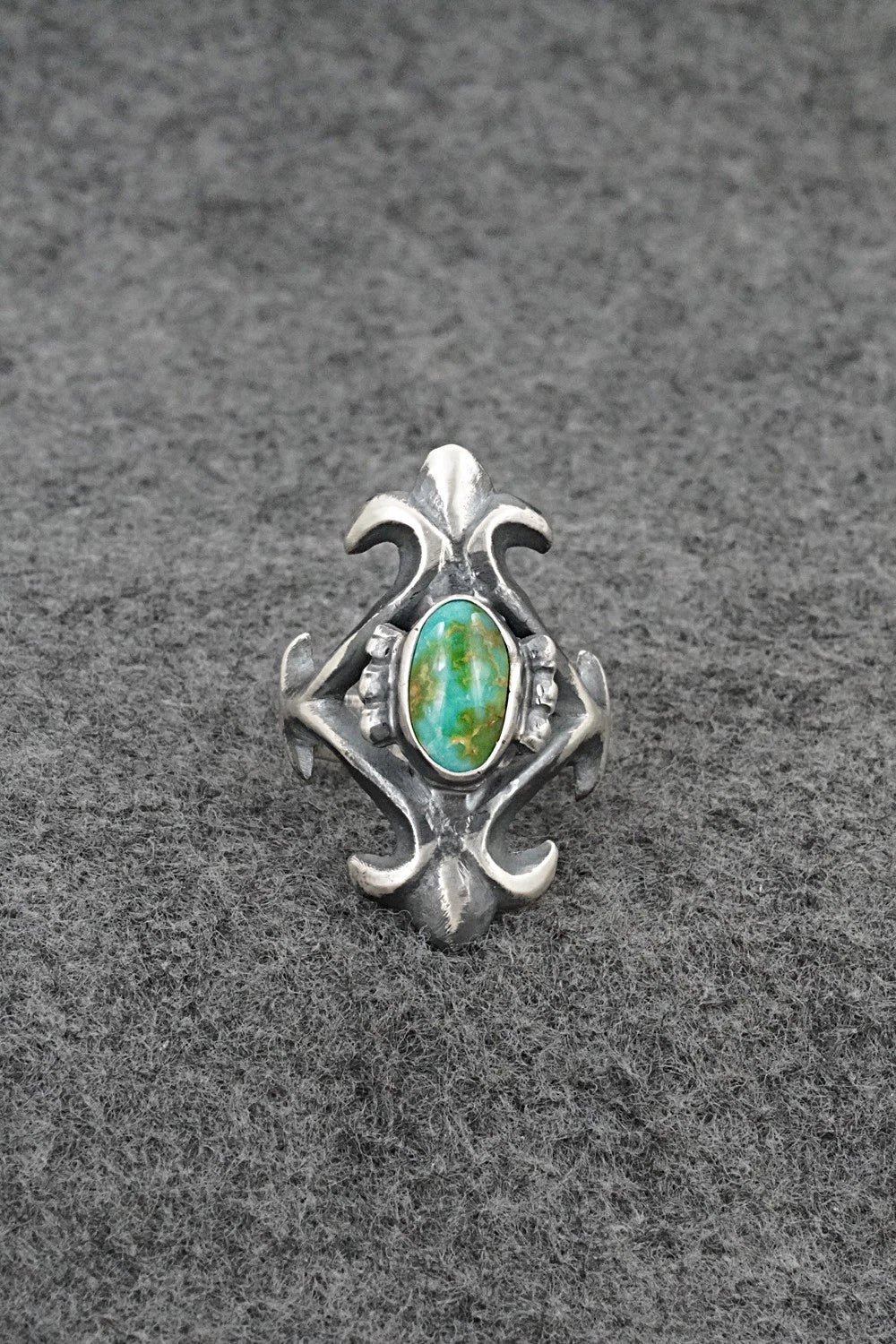 Turquoise & Sterling Silver Ring - Harrison Bitsue - Size 7.5