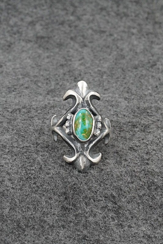 Turquoise & Sterling Silver Ring - Harrison Bitsue - Size 7.5