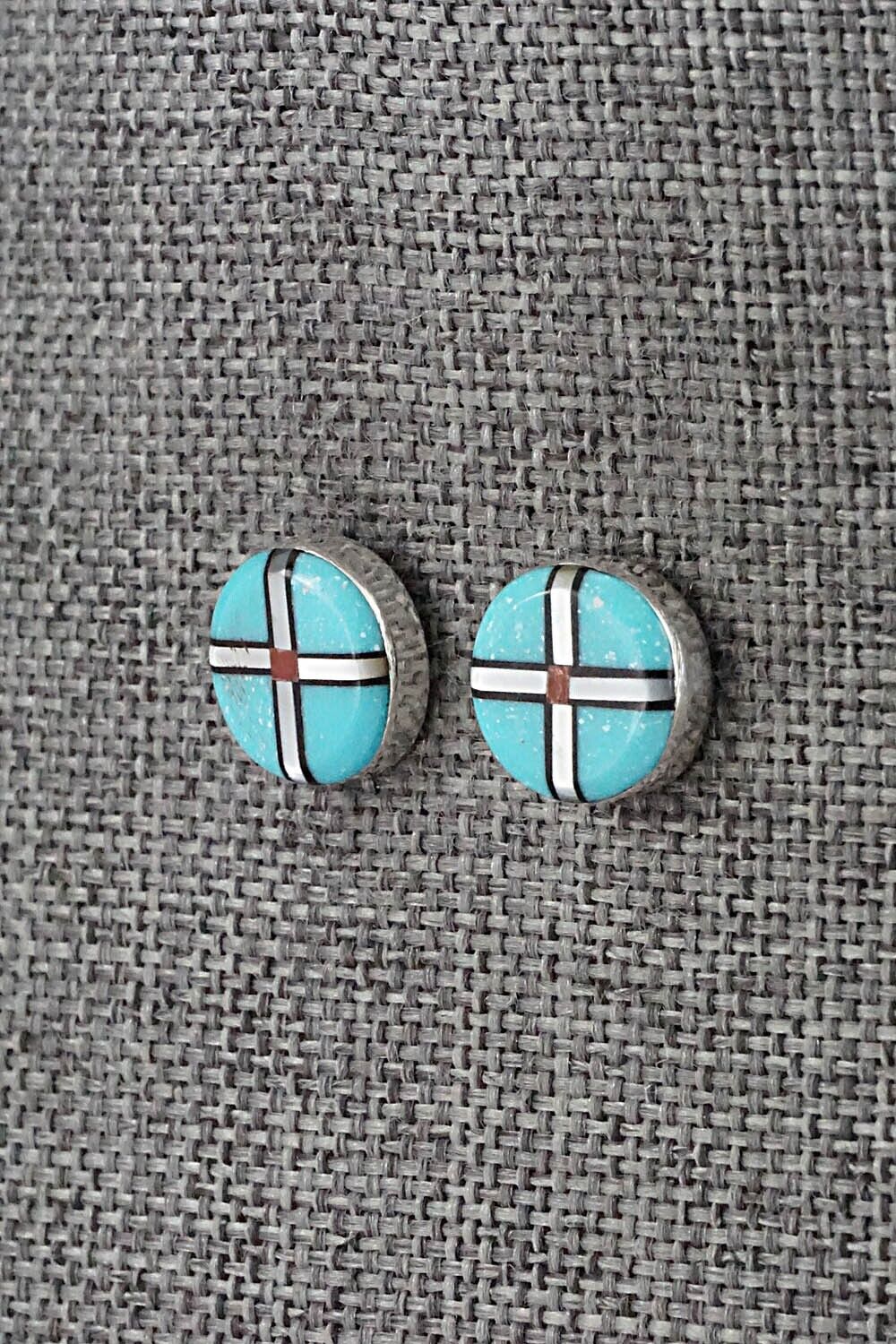 Multi-Stone & Sterling Silver Inlay Earrings - Curley Luarkie