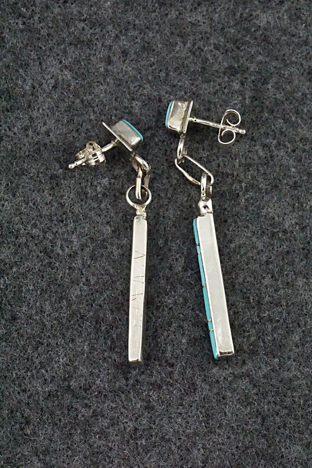 Turquoise & Sterling Silver Earrings - Roland Natachu