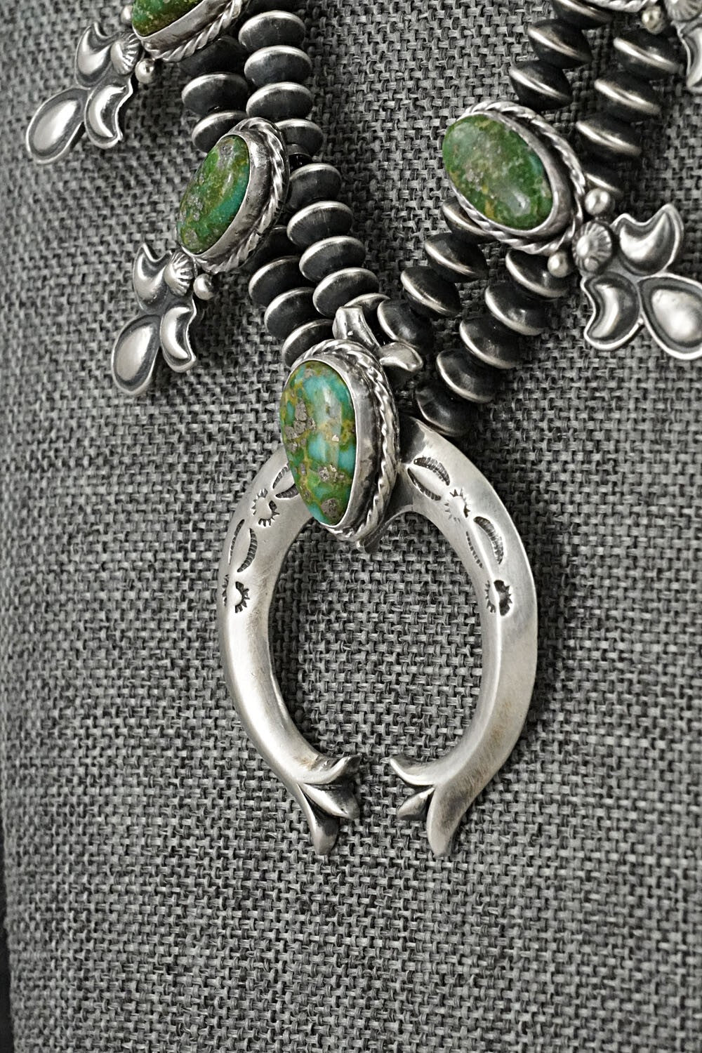 Turquoise & Sterling Silver Mini Squash Blossom Set - Adrienne Gordon