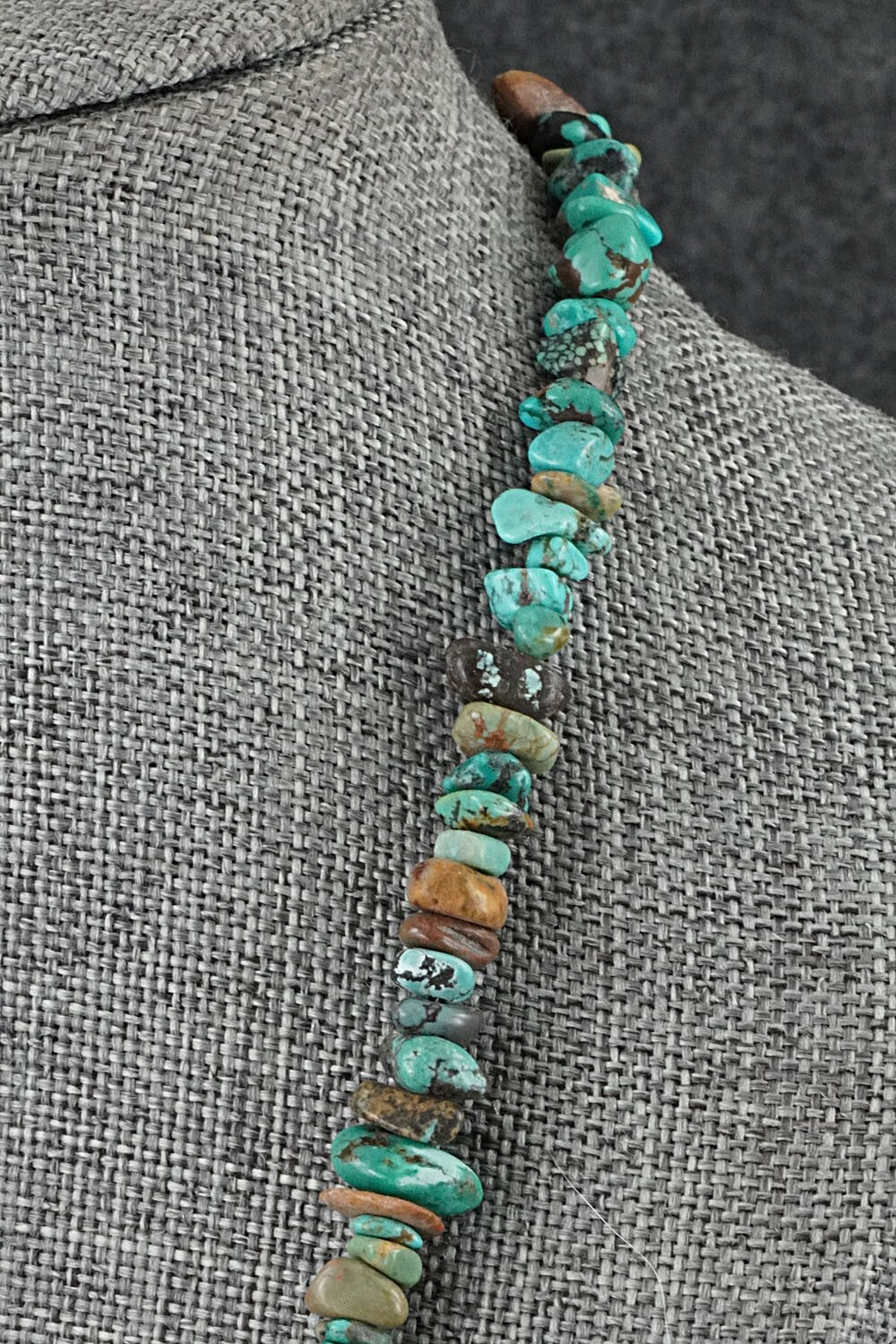 Turquoise & Sterling Silver Necklace 38" - Doreen Jake
