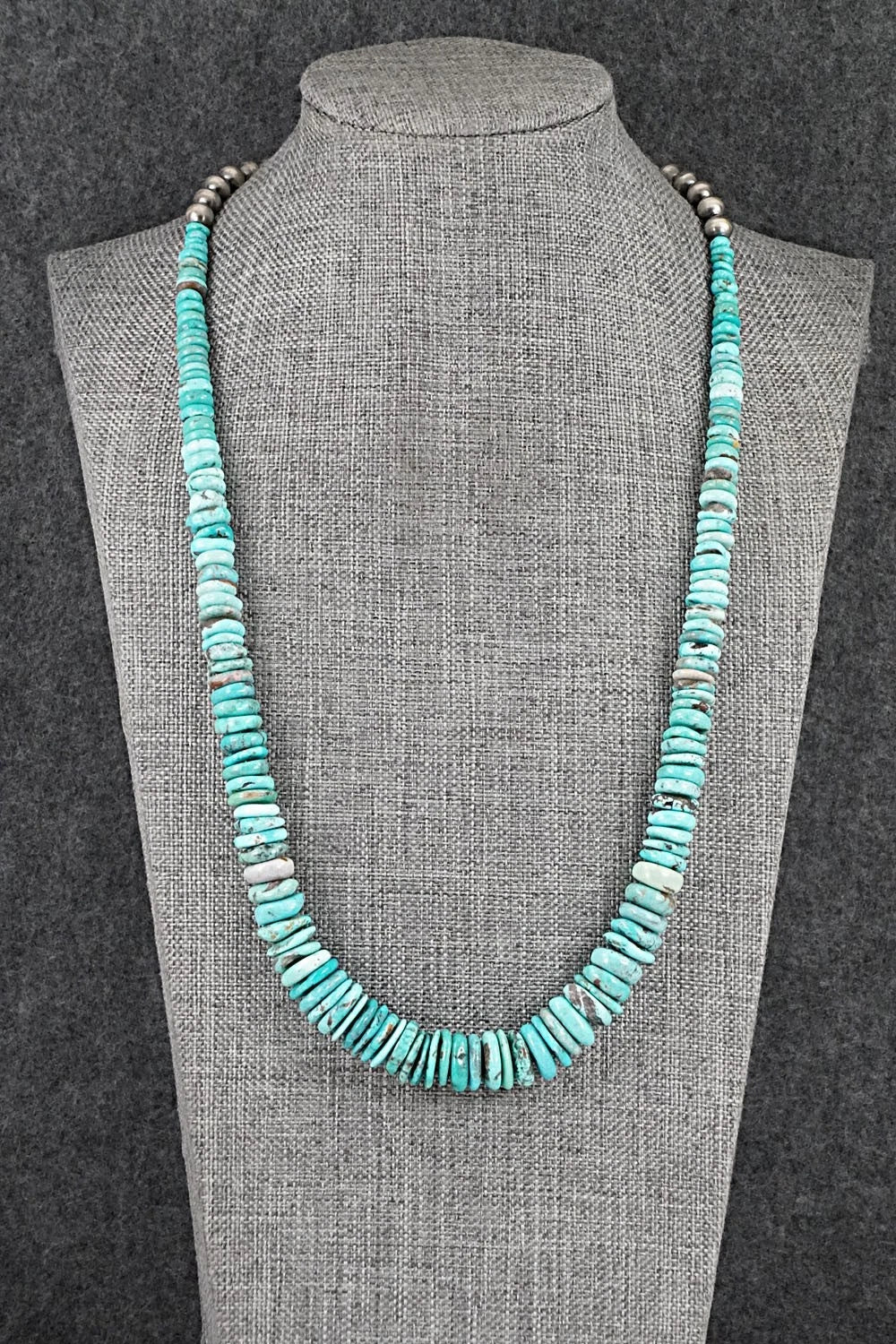 Turquoise & Sterling Silver Necklace 22" - Doreen Jake