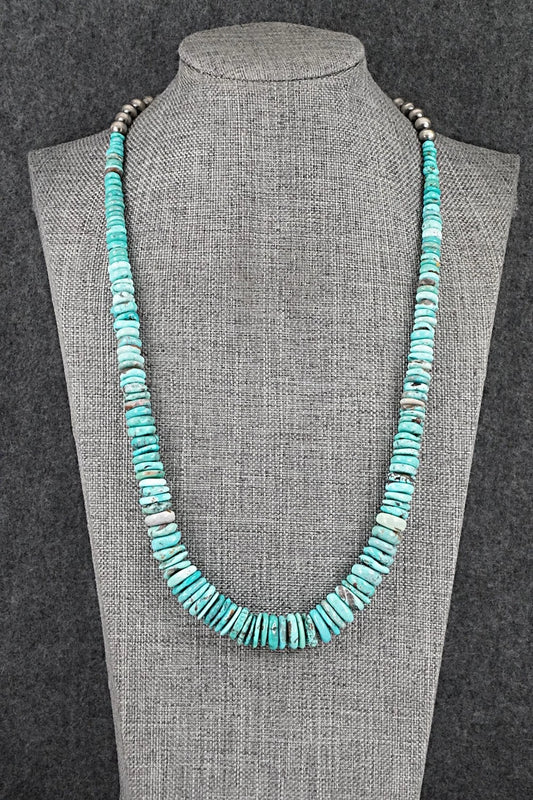 Turquoise & Sterling Silver Necklace 22" - Doreen Jake