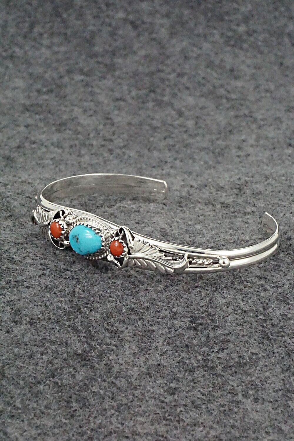 Turquoise, Coral & Sterling Silver Bracelet - Alice Rose Saunders