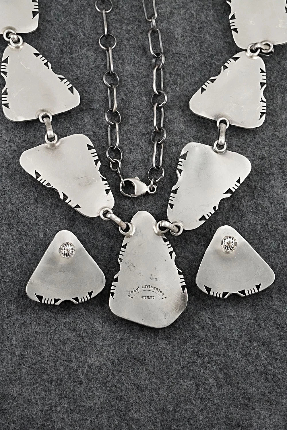 Turquoise & Sterling Silver Necklace and Earrings Set - Paul Livingston