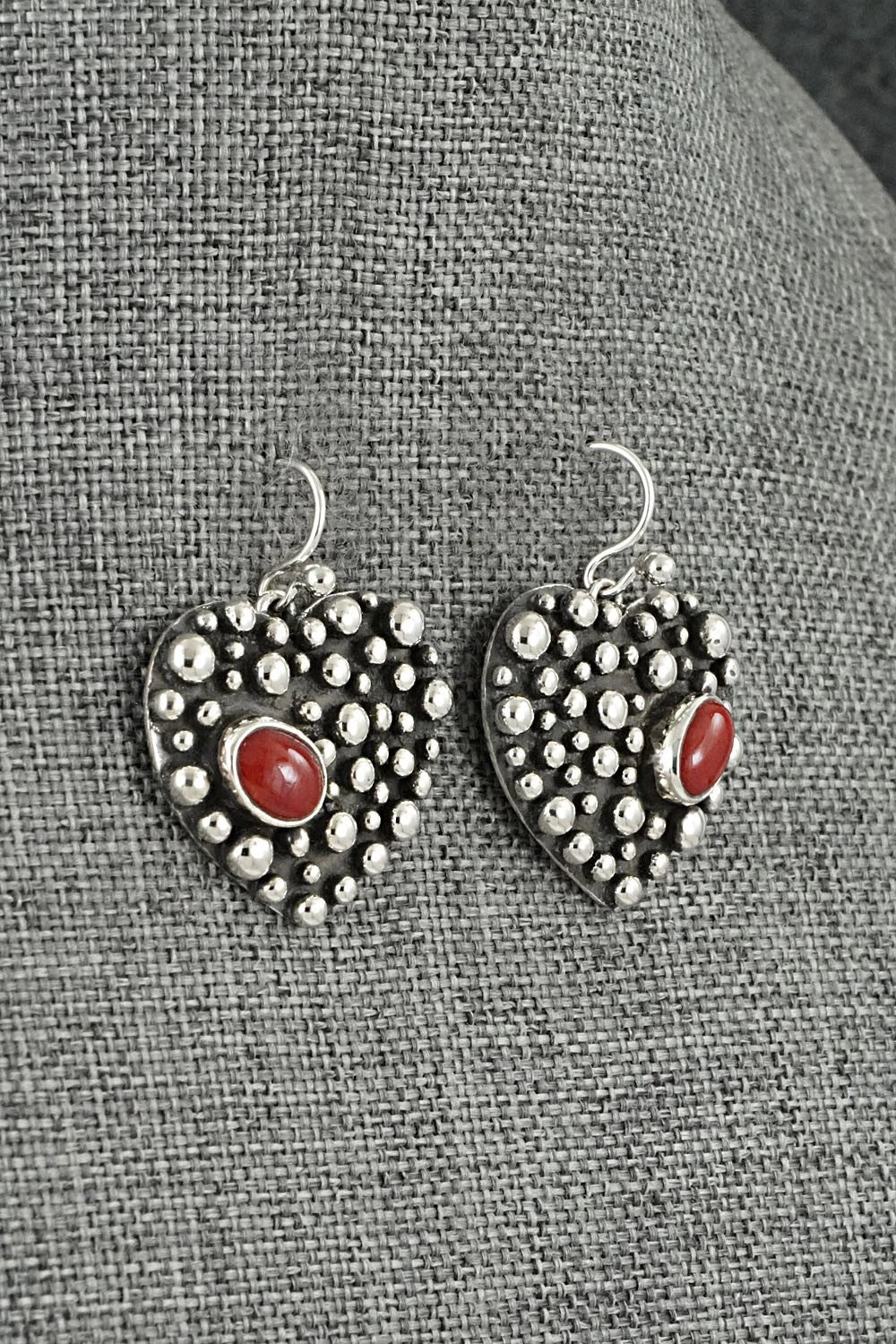 Coral & Sterling Silver Earrings - Raymond Coriz