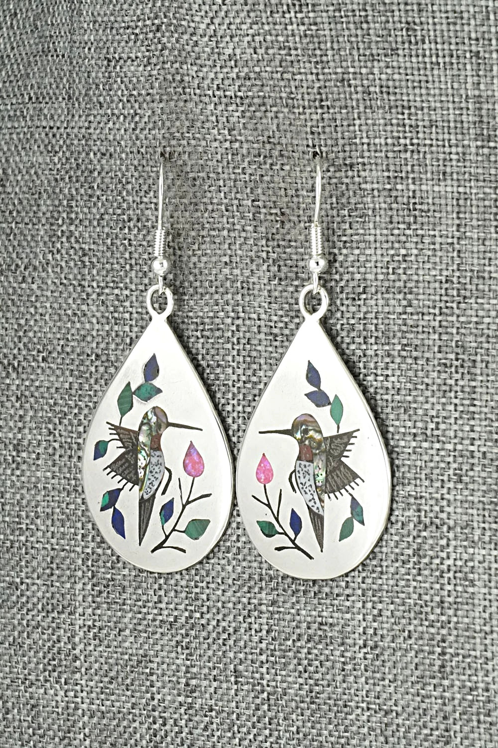 Multi-Stone Inlay & Sterling Silver Earrings - Raymond Boyd