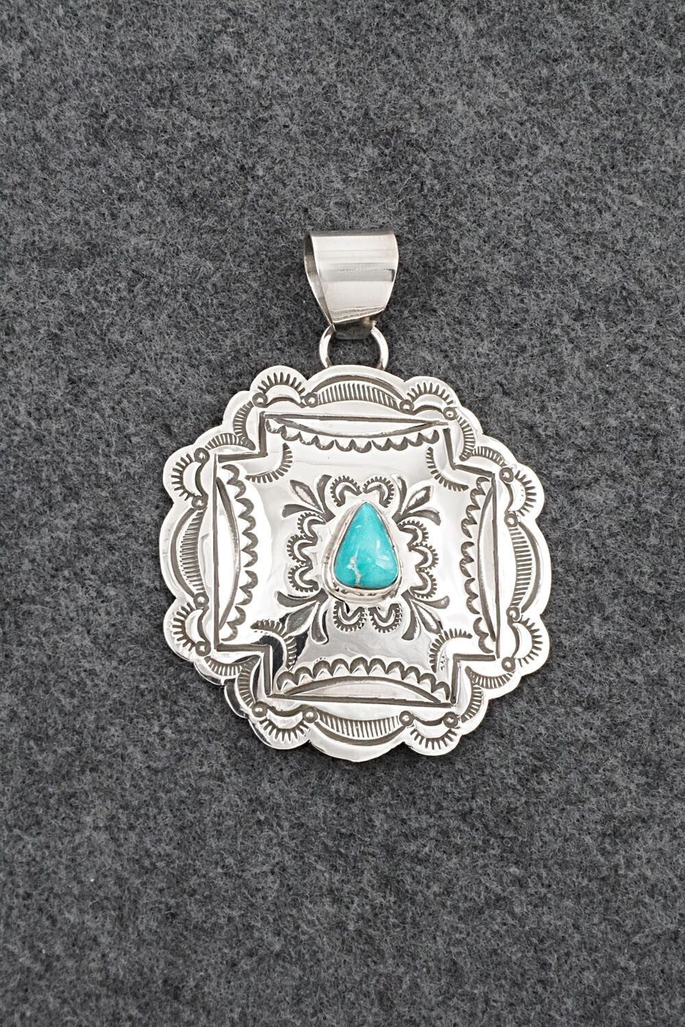 Turquoise & Sterling Silver Pendant - Arnold Blackgoat