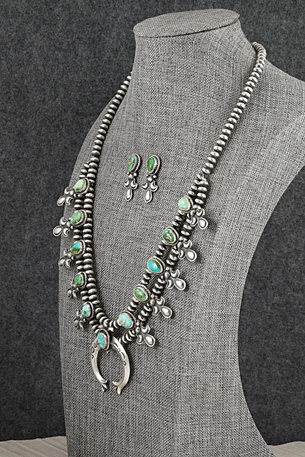 Turquoise & Sterling Silver Squash Blossom Set - Adrienne Gordon
