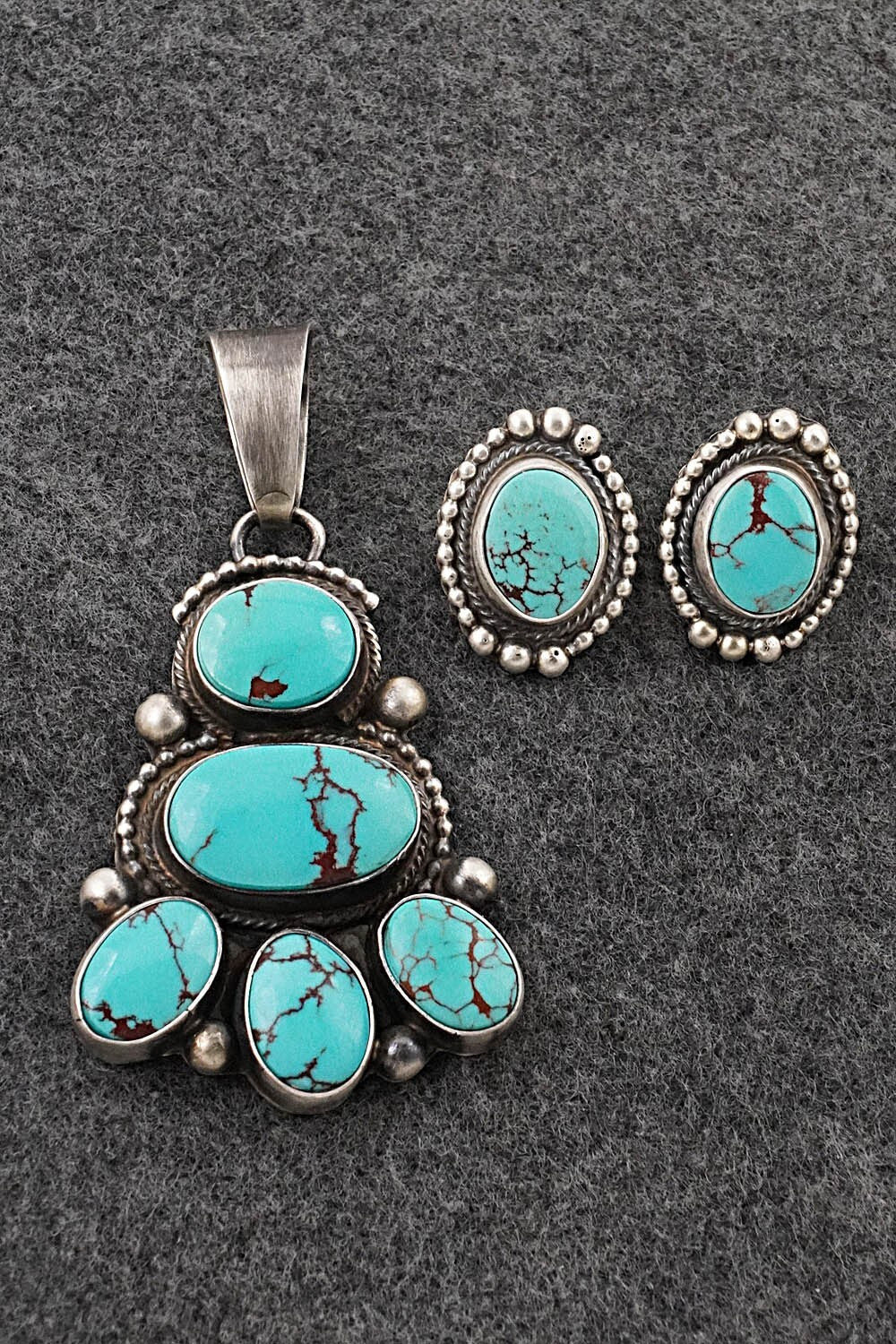 Turquoise & Sterling Silver Pendant and Earrings Set - Kathleen Chavez